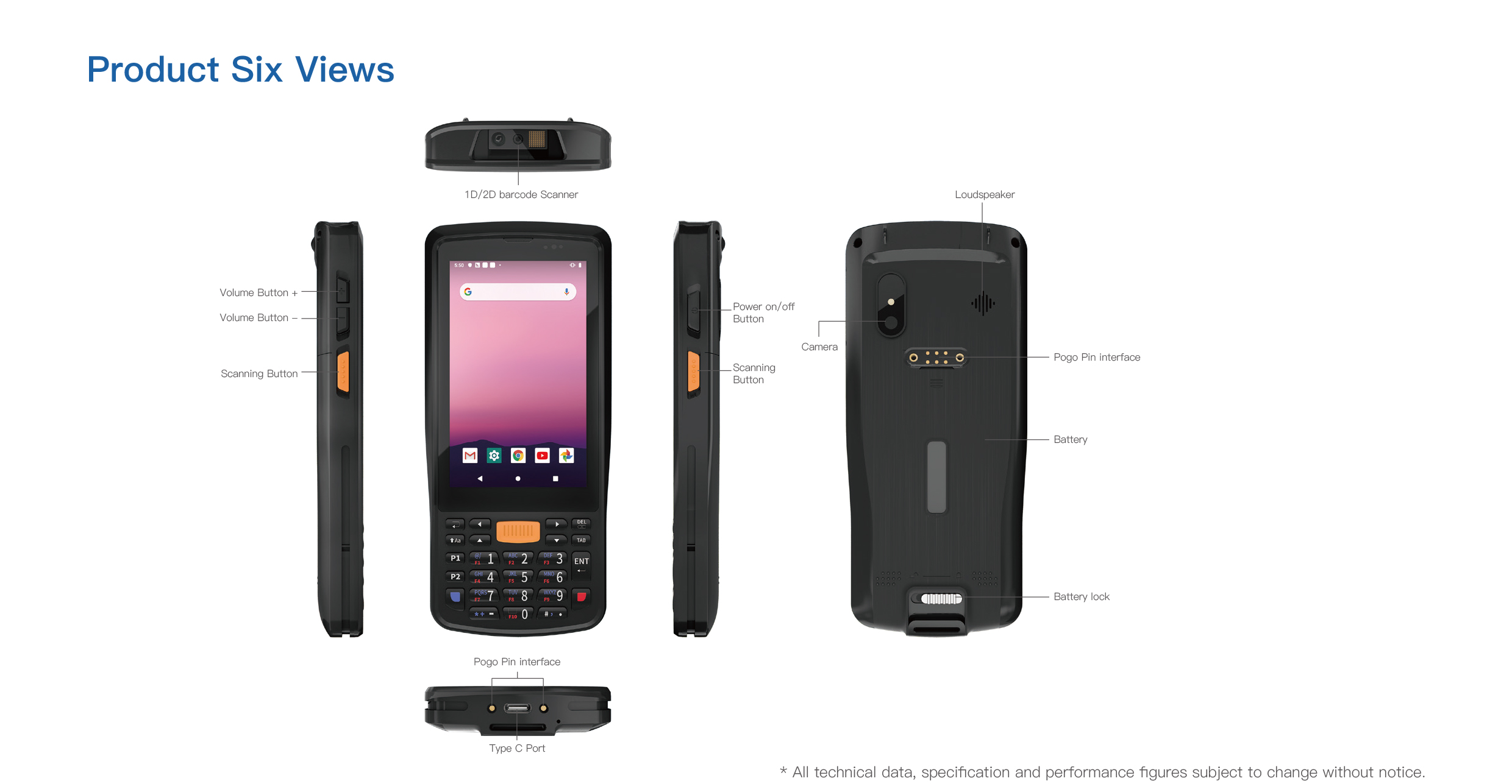 UHF андроида 4G Lte NFC 4500mAh RFID изрезанный взрывозащищенный PDA