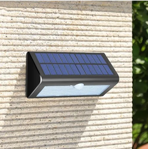 LED Solar Wall Light Modern Novel Smart Simple Lithium Battery Monocrystalline Black Solar IP66 Waterproof Die-Cast