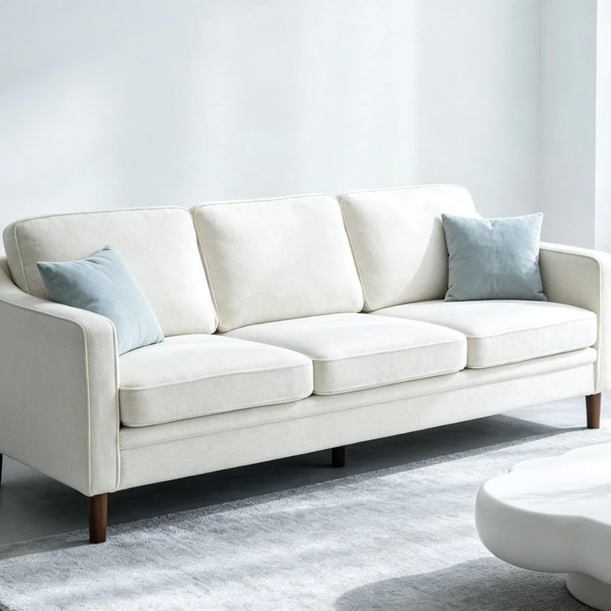 Multi Functional Cream Three Seater Sofa for Studio Apartment Living Room Space Arrangement