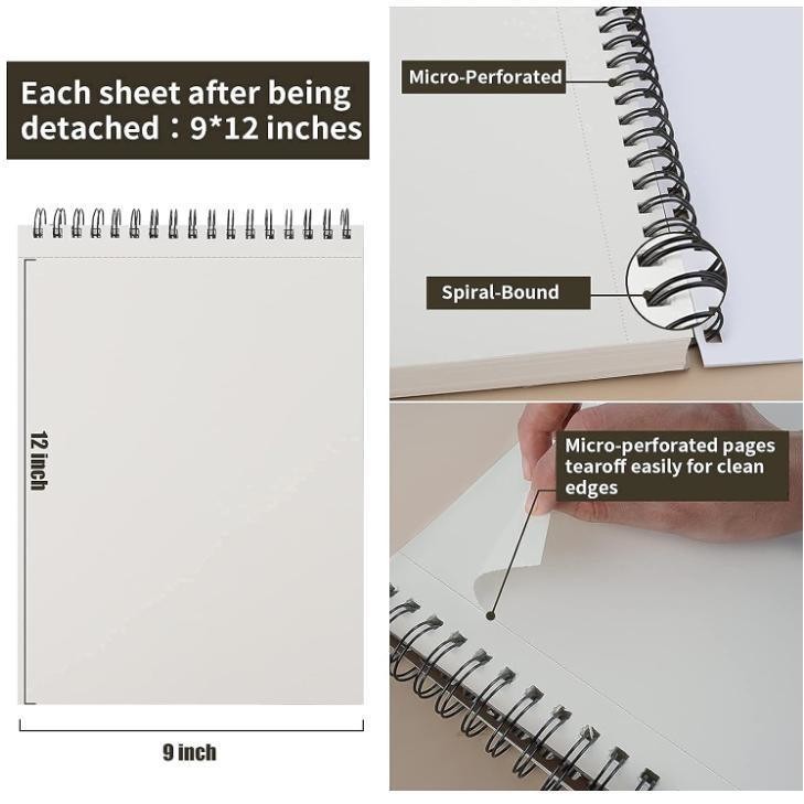 A5 Sketch Book Pack Spiral Bound with 100 Sheets of Acid Free Drawing Paper