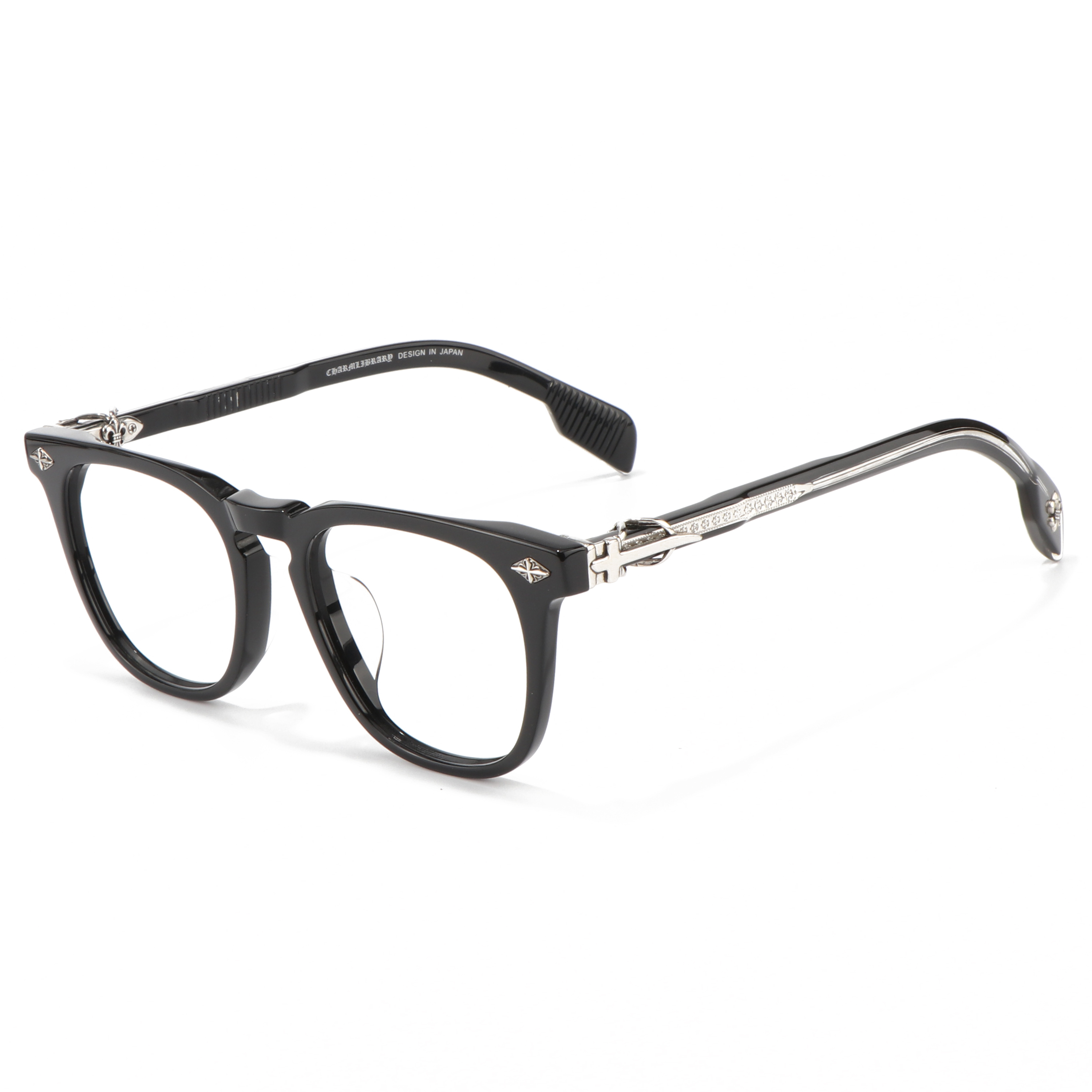 Solid Punk Style Full Rim Butterfly Shape Lightweight Durable Prescription Presbyopia Metal Accessory logo Glasses Famous Brands