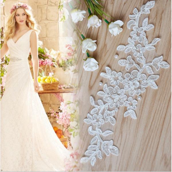 Apparel  Accessories Ivory  Embroidery  Cord Lace Applique for Bridal Dress
