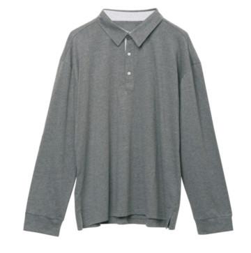 camisa feita malha tecida colar da correia 180gsm luva longa cinzenta