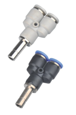 White / Black Pneumatic Tube Fittings PWJ Three Way Y Tee Die - Down Plug - In
