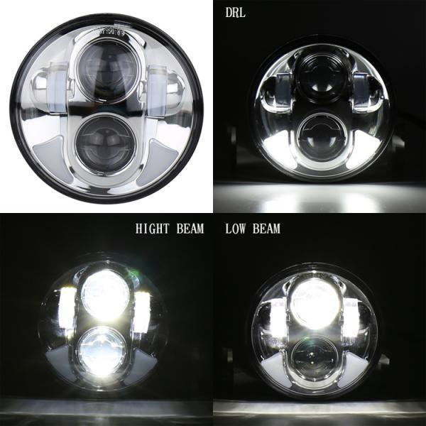 Customized Logo Round 5.75 LED Headlight Replace/Repair Option for Harley Motorcycles