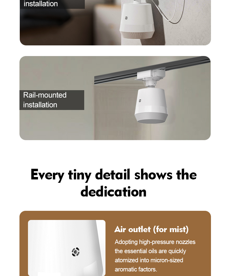 Household and Commercial Low Noise Smart Ceiling Aroma Fragrance Diffuser with English Operating Language