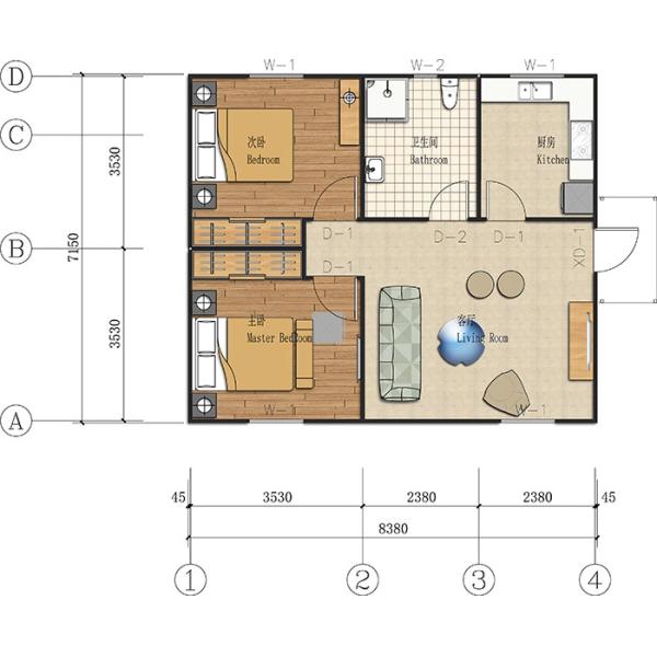 Дом алюминиевого датчика света 20m2 вставая на сторону стены 120mm стальной