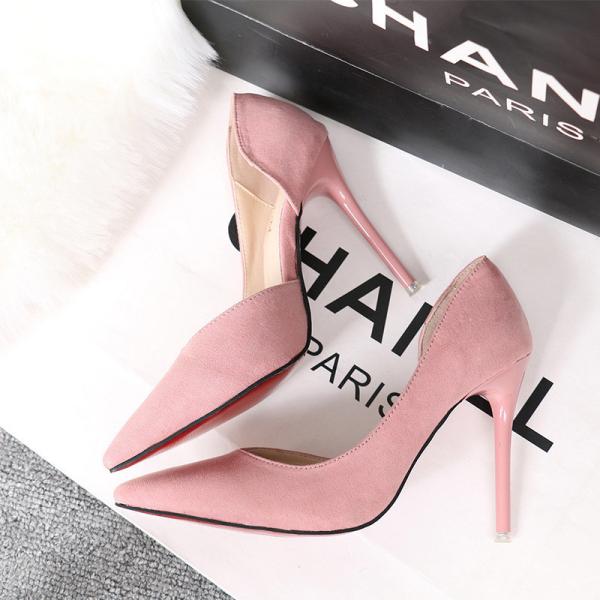 ZM020 8915-3 Korean Style Fashion Simple Stiletto High-Heeled Suede Thin, Shallow Mouth Pointed Side Sexy Hollow Single