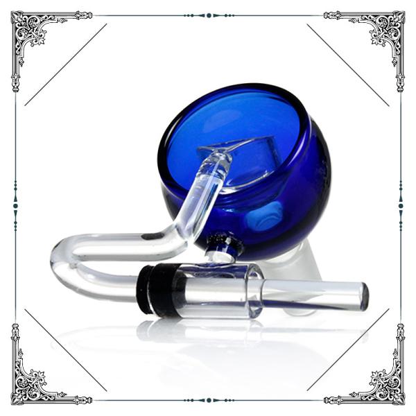 14MM Male Joint Blue Glass Honey Bucket Brosilicate Glass Bong Bowls With Carb Cap