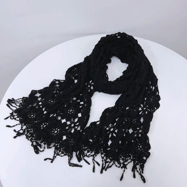 Y-F Spring and Autumn Neckwarm Scarf Soft Warm Lace Crochet Flower Long Knitted Thin Shawl Scarves