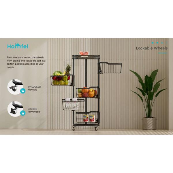 Foldable Design Steel Storage Trolley , 3 Tier Rolling Utility Cart Multifunctional