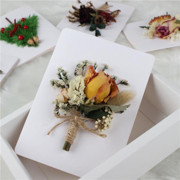 Custom Color Dried Flower Cards , Handmade Floral Cards For Valentine's Day Present