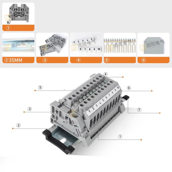 SAKZDU 2.5N DIN Rail Screw Clamp Terminal Blocks 800V 24A 2.5 mm² Wiring Gauge