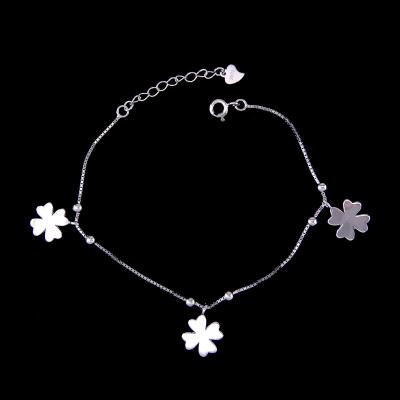 Presente de aniversário afortunado da forma do trevo do bracelete 925 da infinidade da prata esterlina da flor