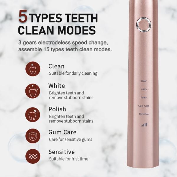 IPX7 Waterproof Rechargeable Electric Toothbrush With 1200mAh Lithium Battery