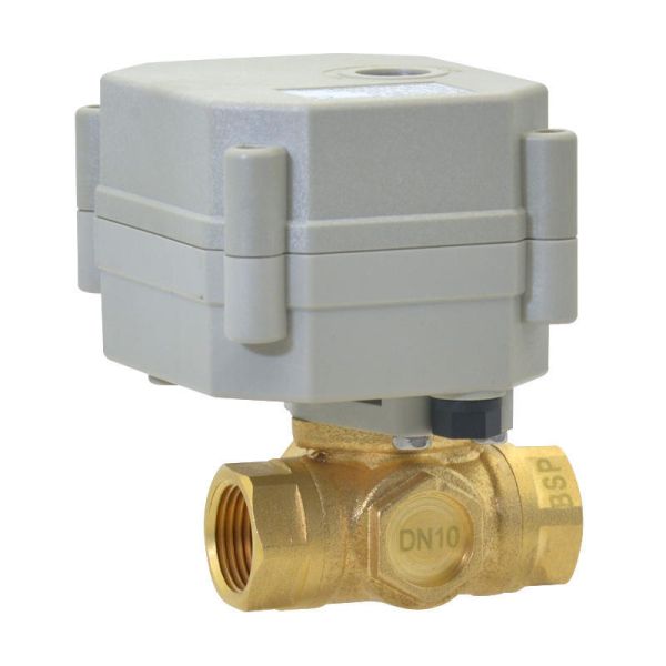 Etrany 3/8'' 3-Way Electric Flow Control Brass Ball Valve Water IP67 Protection 9-24VAC/DC 110-230VAC Auto Return Failsafe