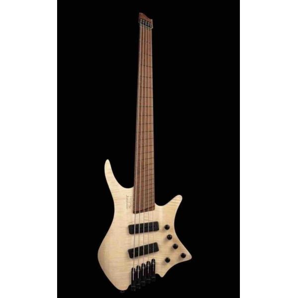 5 string headless electric bass guitar in natural