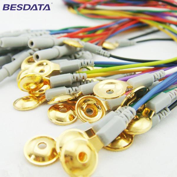 Gold coated cup electrode leadwire Neurofeedback dry EEG 1.5mm Din sensor Cap