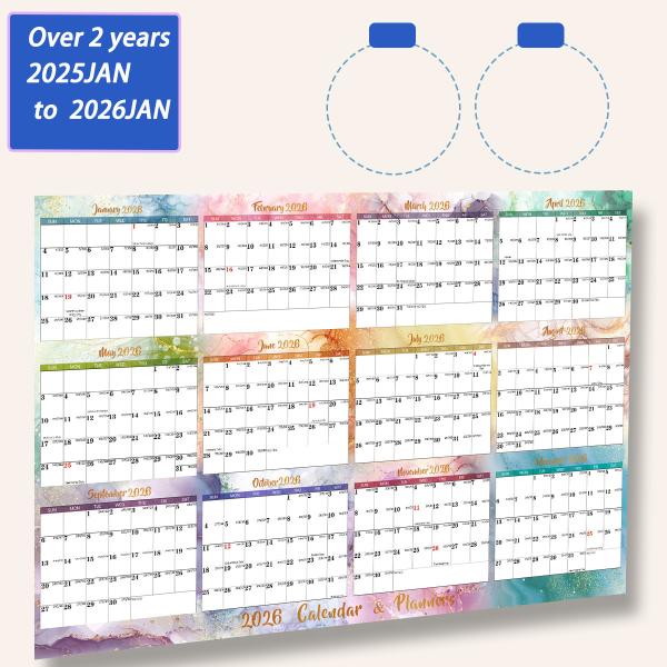 December End Month Personalized Calendar Printing Marked with Major US Holidays Customizable
