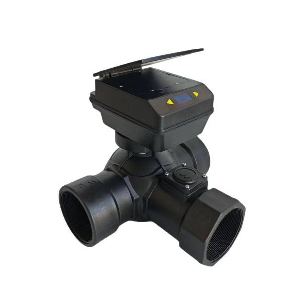 4G Intelligent Solar Powered 3-Way PVC Ball Valve, T-Port Wireless Smart Irrigation Valve for Automated Water Diversion