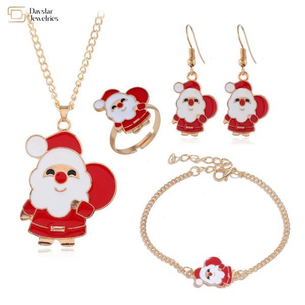 Presentes de Natal Conjunto de Jóias de Natal para Mulheres Brincos Anéis Pulseiras Colar
