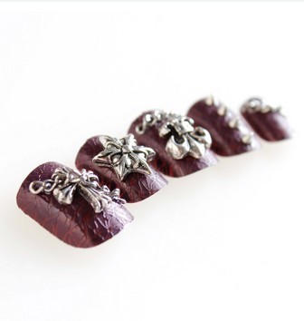 Attractive Diamnond Fingers Fake Nails 3D Trendy For Lady / Girl