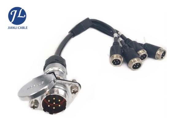 Metal 7 Pin Male To 4 Channel Rear View Camera Cable And 4 Pin Aviation Plug