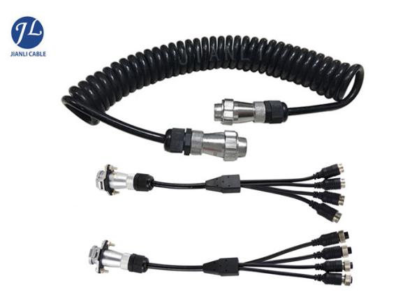 Customized 4 CAMS For 7 Pin Waterproof Vehicle Spiral Power Cable