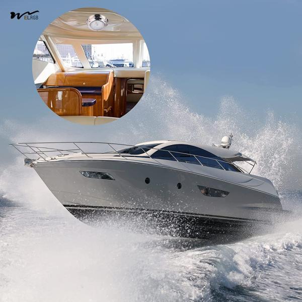 Cúpula marina luz de cabina LED impermeable Blanco de acero inoxidable Superficie de montaje 12V 6,7 pulgadas