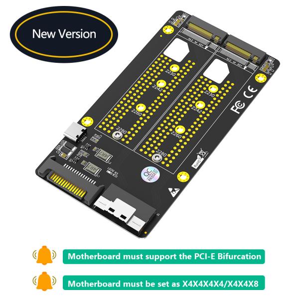 Требуется двойная 2X M.2 NVME SSD на Slimline SFF-8654 8X Adapter PCIe Bifurcation Motherboard