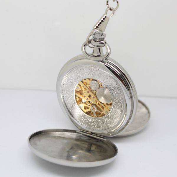 Two covers skeleton movement vintage pocket watch OEM FOR WOMEN