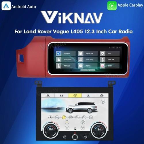 Viknav 12.3 Inch Touch Screen Car Radio And AC For Land Rover Range Rover Vogue L405 2013-2017 Multimedia Player GPS Navigation Head Unit (Red All)