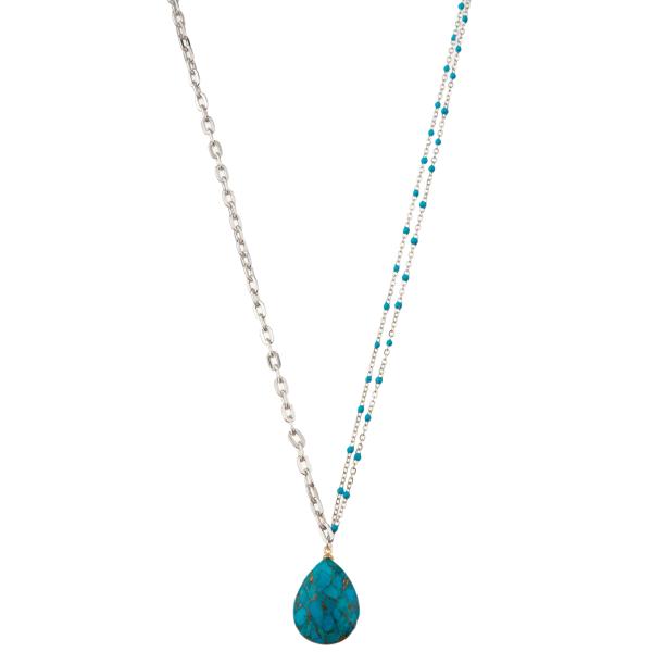 Multicolor Beaded 14K Gold-Plated Chain Link Gemstone/Pearl/Turquoise Pendant Necklace