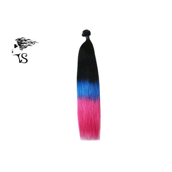 Purple Red Black Ombre Human Hair Extensions Weft Mink 100% Chinese Virgin Hair