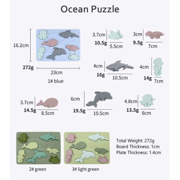Ocean World Silicone Puzzle BPA Free Eco Friendly For Kids Education