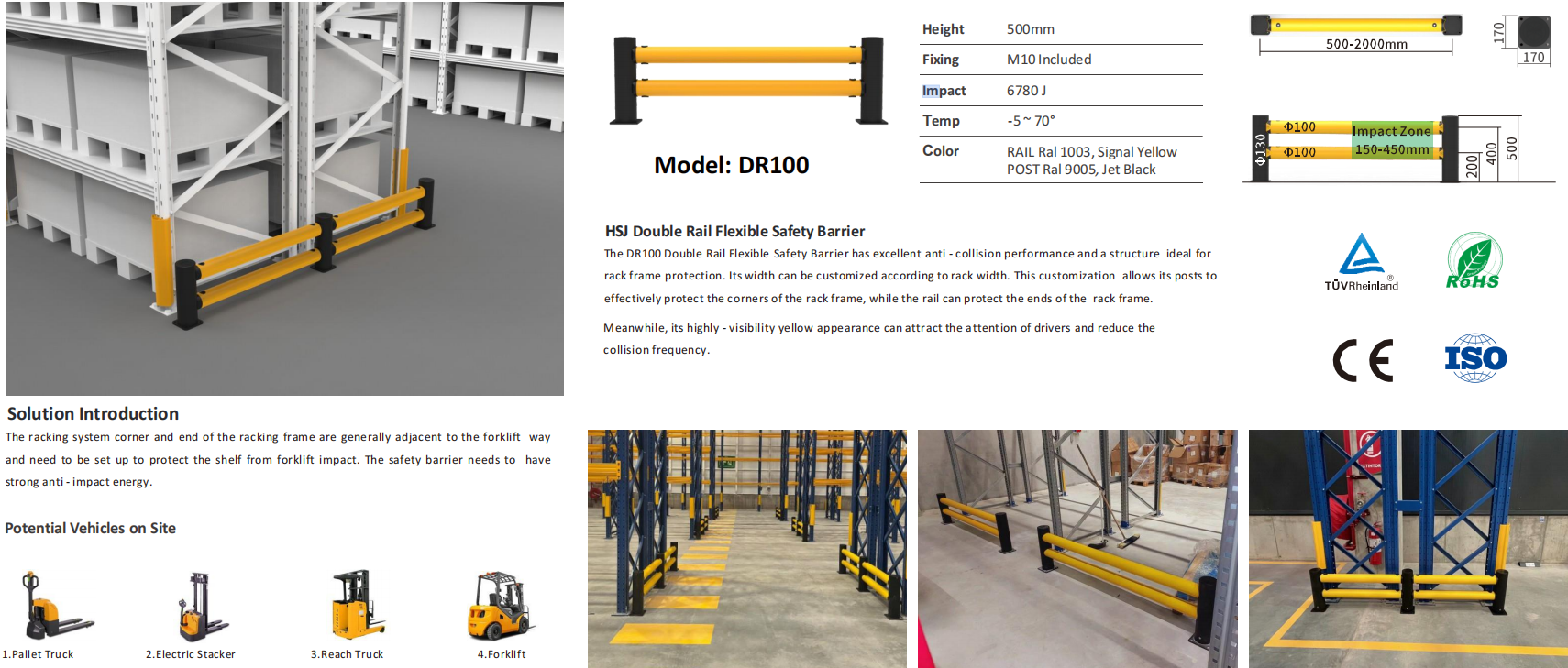 Height 50mm 800mm 1150mm Flexible Safety Barrier Imported Polymer Plastics