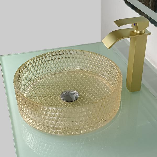 Champagne Glass Vanity Sink Bowl Cylinder Bathroom Crystal Diamond Art