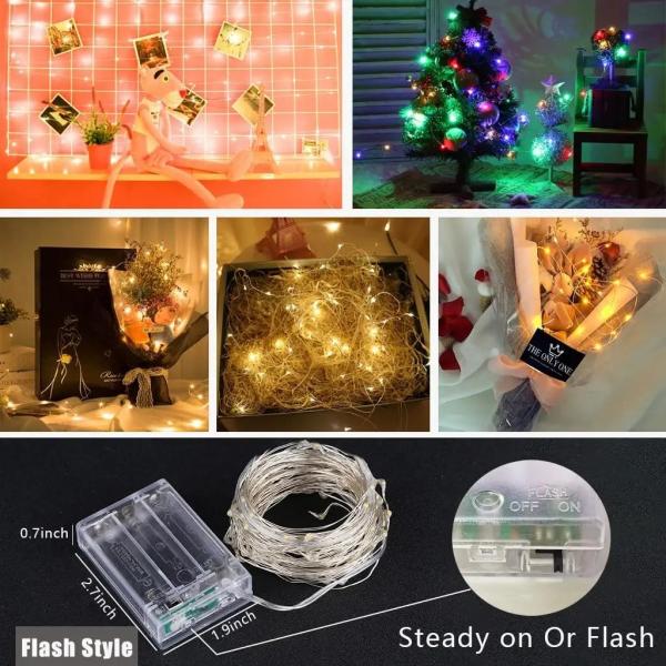 10m Battery Operated Christmas Lights Silver Wire Twinkle Lights With Remote Control