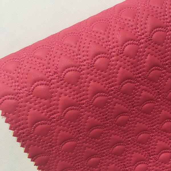 Washable Quilted Leather Fabric , Quilted Leather Upholstery Diamond Tuck