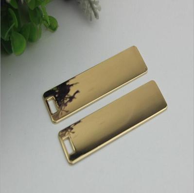Super quality custom handbag hardware gold 70 mm length rectangle shape metal logo plate without letters