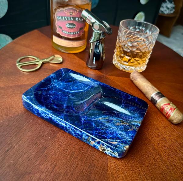 Cloisonne Blue Marble Cigar Ashtray Stain Proof Heat Resistant