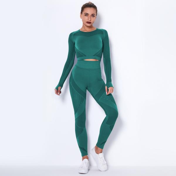 Activewear женщин 300gsm устанавливает с одеждой йоги сетки спортзала отверстия большого пальца руки устанавливает