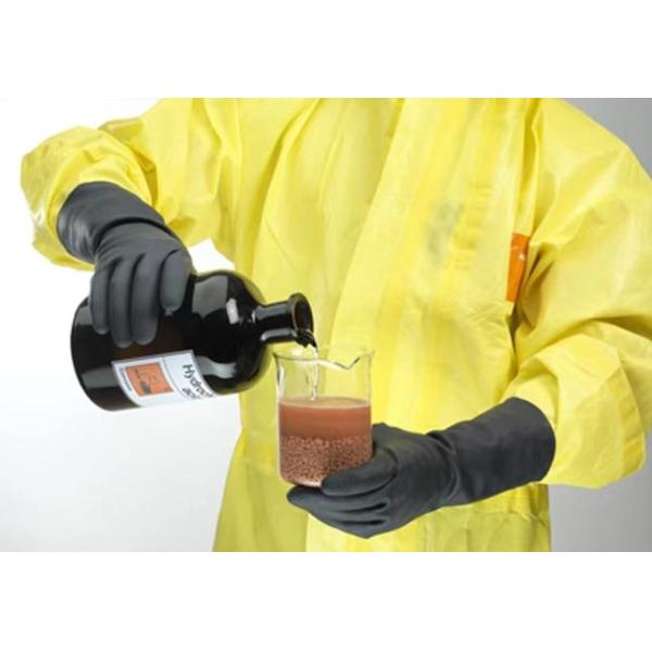 Alkali Resistance Neoprene Chemical Gloves 330mm Flock Lined Black Neoprene Gloves