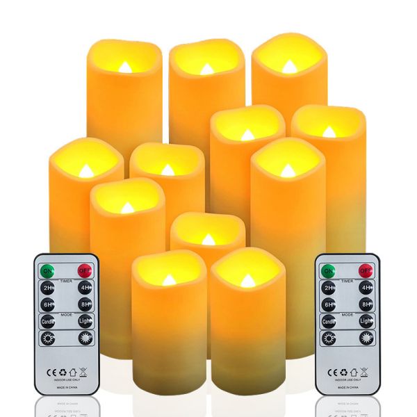 Waterproof Remote Control Flickering Flame LED Pillar Candle for Wedding and Festival Decor