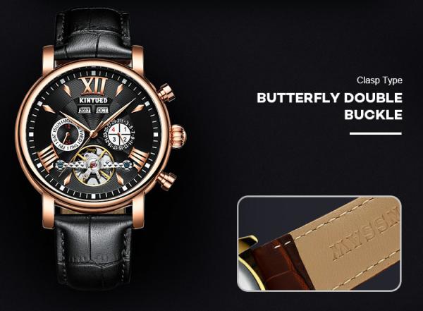 KINYUED KINYUED new design automatic men watches movement leather luxury relojes mechanical watches men