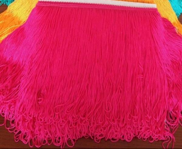 Fluorescent color high quality OEM rayon fringes for latin dress decoration