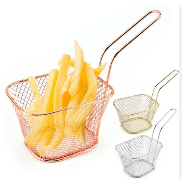 Food Grade Stainless Steel Wire Mesh Basket , Mini French Fry Baskets