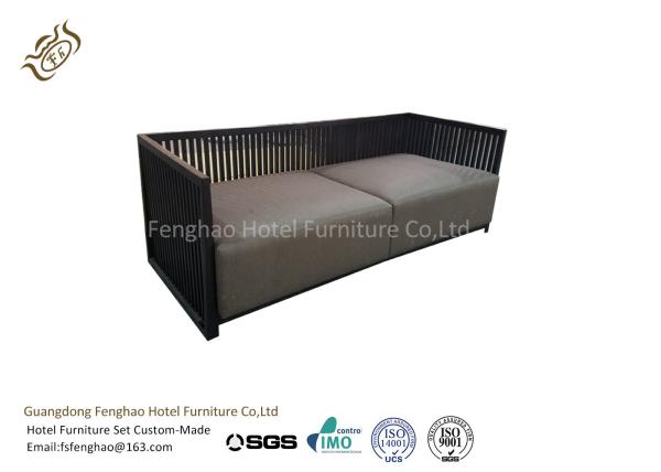 Nordic Style Soild Wood  Backrest Hotel Room Sofa Upholstered Stainless Steel Frame