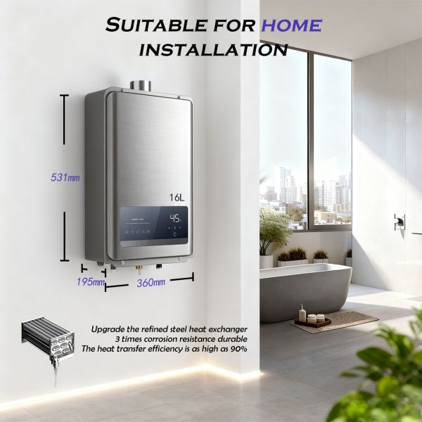 12L-16L Home Gas Water Heater With Stainless Steel Heat Exchanger Anti Corrosion Design