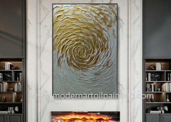 Textured Canvas Gold Painting Abstract Thick Paint Wall Art For Home Decorative